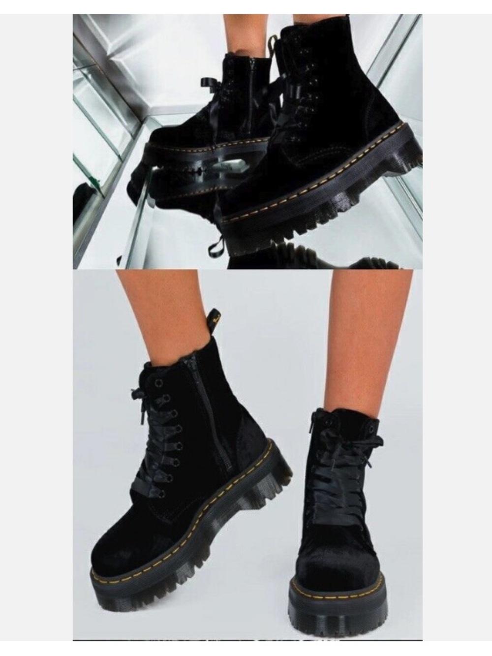 Dr. Martens Black Platform Lace-Up Jaden Moto Boots